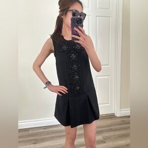 LBD KARTA Elegant Black Sleeveless Bejeweled Dress MOD Look Vintage